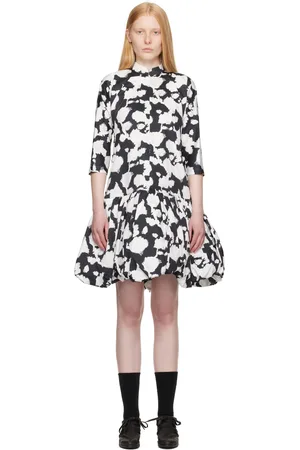 Comme des Garçons Robe midi noir et blanc en satinette de coton