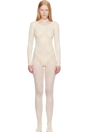 Swedish Stockings Combinaison Rosa blanc cassé en dentelle