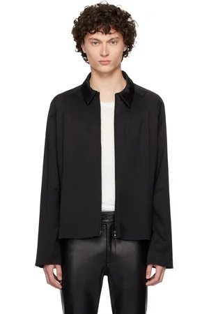 AARON ESH Blouson noir en laine à col classique et à pinces