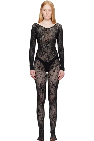 Swedish Stockings Combinaison Rosa noire en dentelle