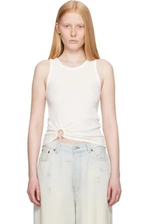 Paco rabanne Débardeur blanc cassé à ferrure de style perçage emblématique