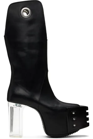 Rick Owens Bottes Kowboy 45 noires à plaque et à plateforme