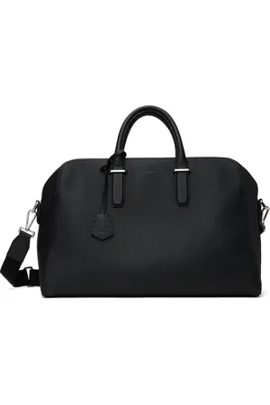 HUGO BOSS Sac de sport noir en cuir grainé