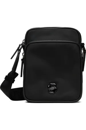 HUGO BOSS Sac reporter noir en sergé à monogramme double B