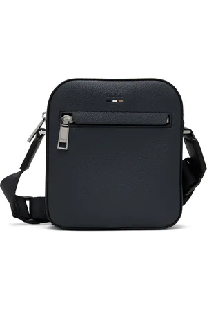 HUGO BOSS Sac reporter bleu marine en cuir synthétique grainé