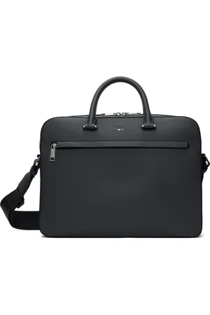 HUGO BOSS Porte-document bleu marine en cuir synthétique grainé