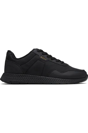 HUGO BOSS Baskets noires en cuir synthétique et en filet