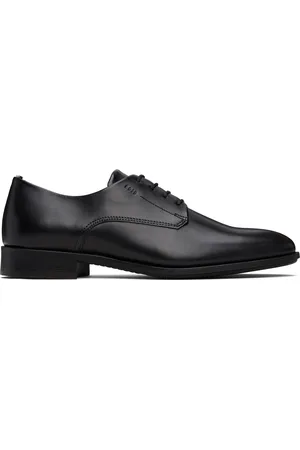 HUGO BOSS Derbys noirs en cuir à étiquette tricolore