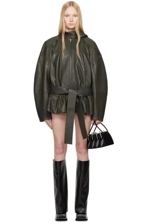 FIDAN NOVRUZOVA Blouson Julia kaki en cuir