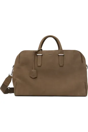 HUGO BOSS Sac de sport brun en cuir grainé