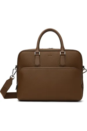 HUGO BOSS Porte-document brun à logo gaufré