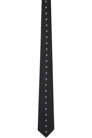 YOHJI YAMAMOTO Cravate Derby noire à motif de fourmis en jacquard