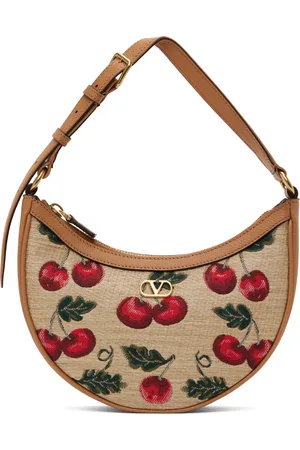 VALENTINO GARAVANI Mini sac brun clair à motif Cherryfic et à logo en V