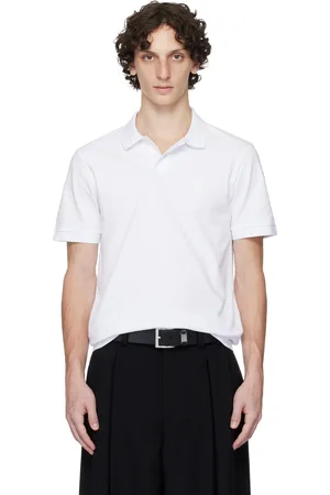 HUGO BOSS Polo ajusté blanc en piqué extensible de coton à écusson à logo