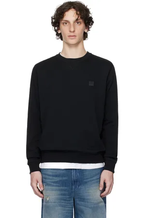 HUGO BOSS Pull molletonné noir à coupe classique et à écusson à logo