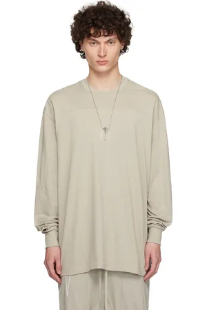 Rick Owens T-shirt blanc cassé à coutures horizontales édition Champion
