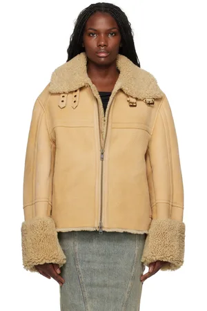 Entire Studios Blouson 01 brun clair à garnitures et intérieur en peau retournée