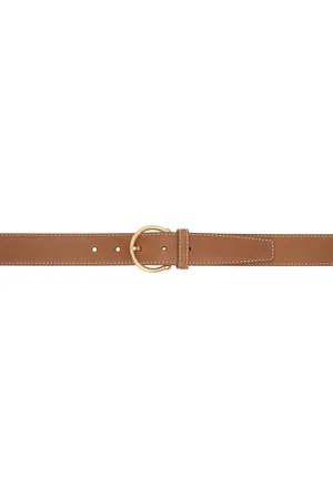 Thom Browne Ceinture brune en cuir grainé à boucle arrondie