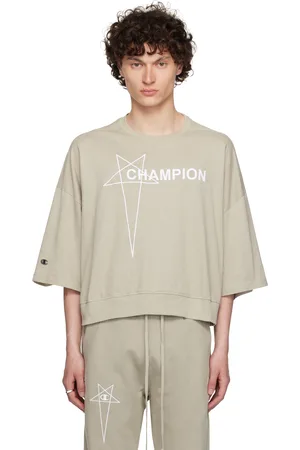 Rick Owens T-shirt écourté Tommy blanc cassé édition Champion