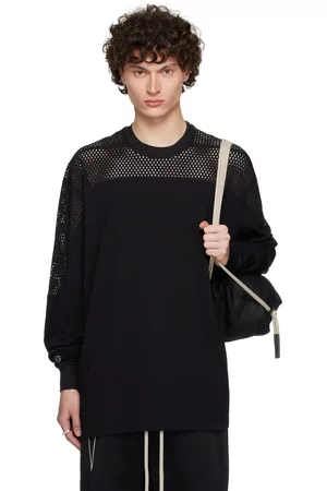 Rick Owens T-shirt noir à coutures horizontales édition Champion