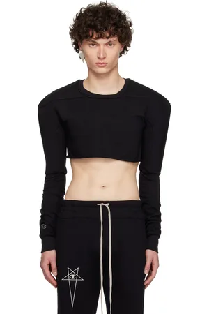Rick Owens T-shirt écourté noir à coutures horizontales édition Champion