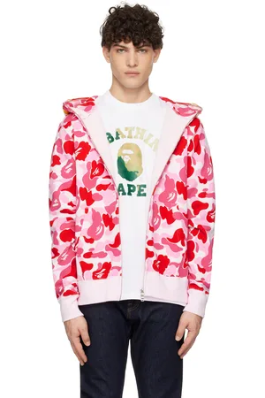 BAPE Pull à capuche rose à motif camouflage ABC et à tigre emblématique