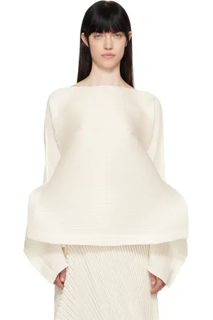 Issey Miyake Chemisier plissé blanc cassé à panneaux