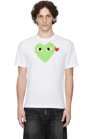 Comme des Garçons T-shirt blanc à logo pastel et écusson à logo rouge