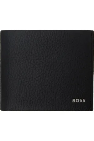 HUGO BOSS Portefeuille noir en cuir à ferrures à logo