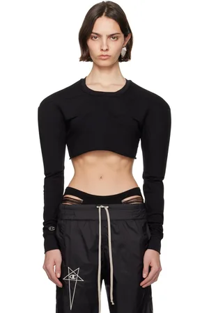 Rick Owens T-shirt écourté noir à coutures horizontales édition Champion