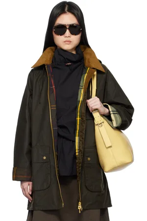 Barbour Blouson Highclere kaki en gabardine de coton cirée