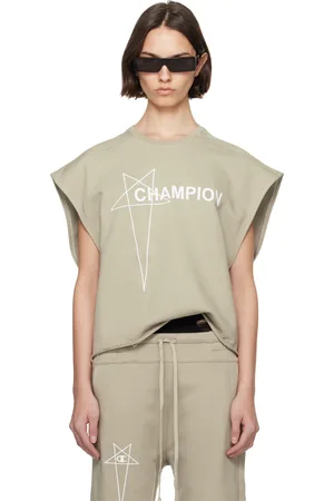 Rick Owens Débardeur écourté blanc cassé à épaules Tatlin édition Champion