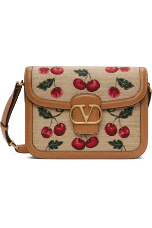 VALENTINO GARAVANI Mini sac 9to5 brun clair à motif Cherryfic