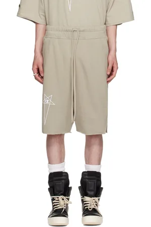 Rick Owens Short Pods blanc cassé à coutures extérieures biseautées édition Champion