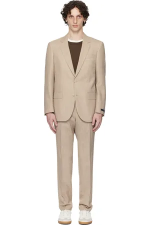 HUGO BOSS Complet beige en laine vierge et soie édition BECKHAM
