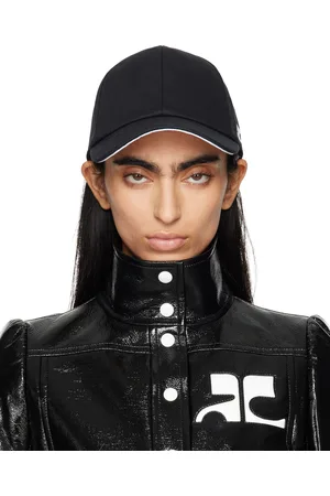 Courrèges Casquette noire en coton à écusson à logo AC
