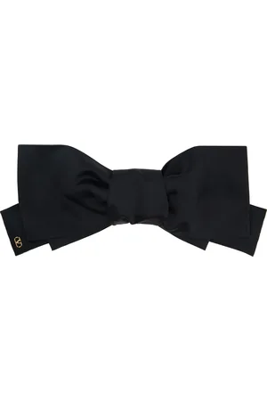 VALENTINO GARAVANI Barrette noire en satin à boucle et à logo en V