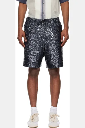 DRIES VAN NOTEN Short bleu marine à paillettes