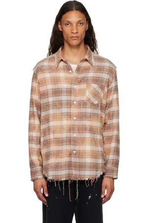 R13 Chemise orange à bords effilochés