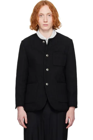 DUNST Blouson noir en tweed à encolure arrondie