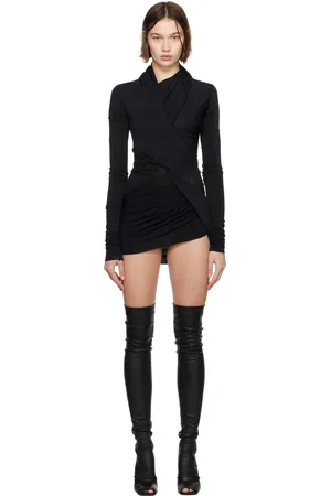 Rick Owens Robe courte à manches longues Magnetic noire - Porterville