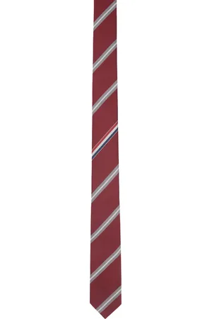 Thom Browne Cravate bourgogne à rayures en jacquard