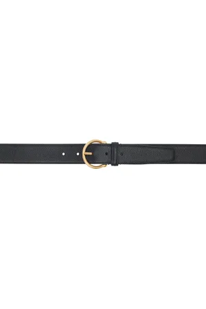 Thom Browne Ceinture noire en cuir grainé à boucle arrondie