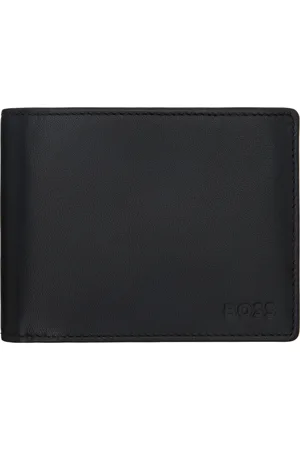 HUGO BOSS Portefeuille noir à compartiment à monnaie et à logo gaufré