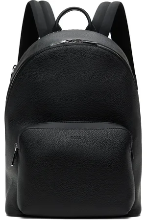 HUGO BOSS Sac à dos noir en cuir grainé à sangle pour bagage