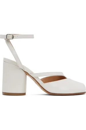 Maison Margiela Chaussures à talon cylindrique blanc cassé à bout Tabi