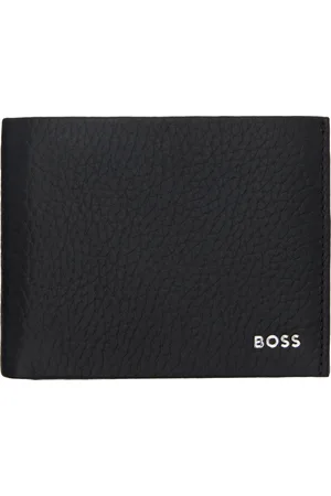 HUGO BOSS Portefeuille noir en cuir à ferrures à logo