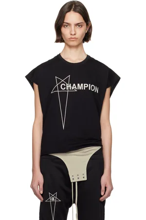 Rick Owens Débardeur écourté noir à épaules Tatlin édition Champion