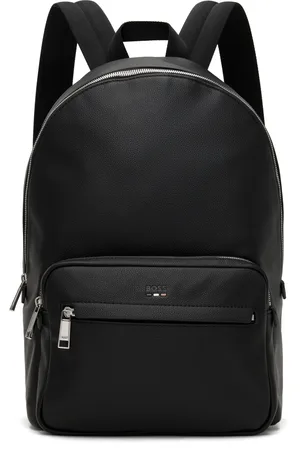 HUGO BOSS Sac à dos noir en cuir synthétique grainé