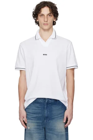 HUGO BOSS Polo décontracté blanc en filet de coton